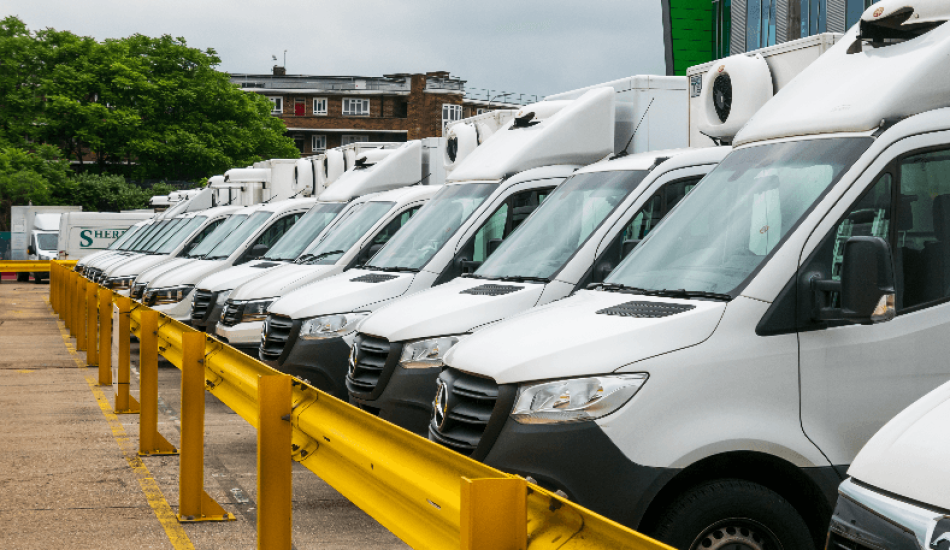 parked white transit vans
